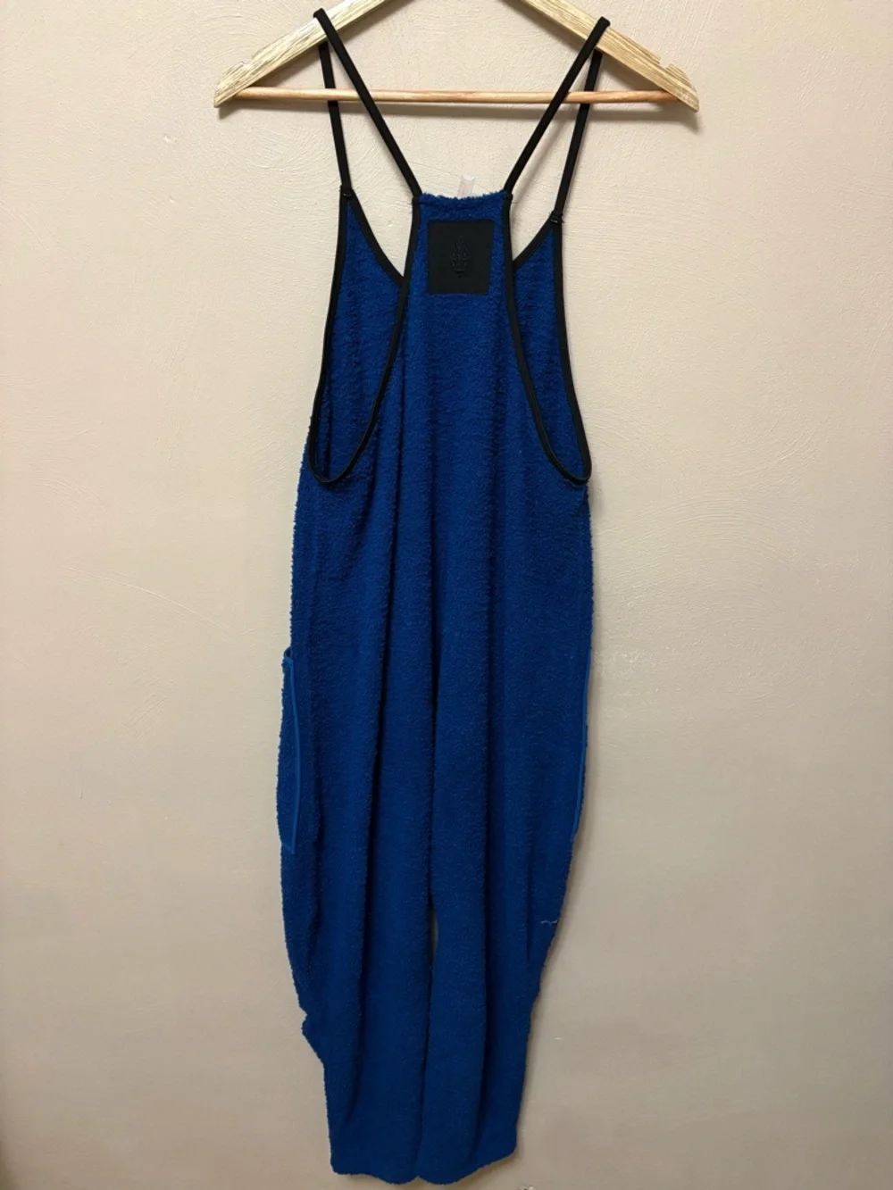 Free People Hot Shot Cuddle Up Fleece Onesie Jumpsuit Blue Black Size Small Rare